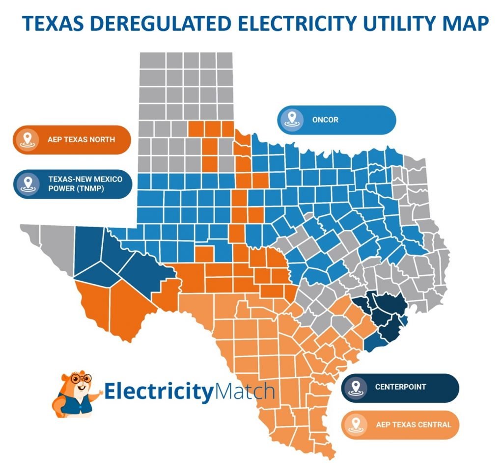 Texas Deregulated Utility Map